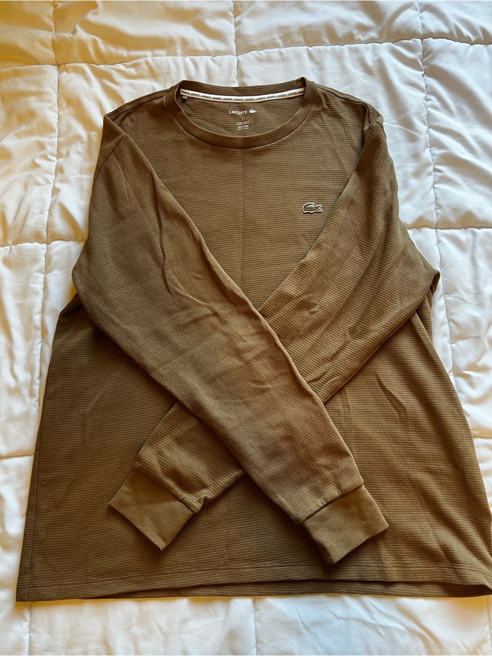 Lacoste Men's Long-Sleeve Crewneck in Brown